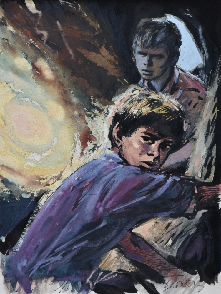 Bohumil Konečný, Dva chlapci v jeskyni při výbuchu, 1969 Bohumil Konečný, Dva chlapci v jeskyni při výbuchu, 1969