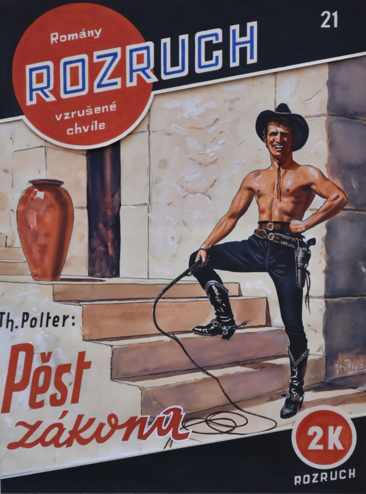 Bohumil Konečný, Muž s bičem (obálka časopisu Rozruch č. 21), 1940, ZČG Bohumil Konečný, Muž s bičem (obálka časopisu Rozruch č. 21), 1940, ZČG