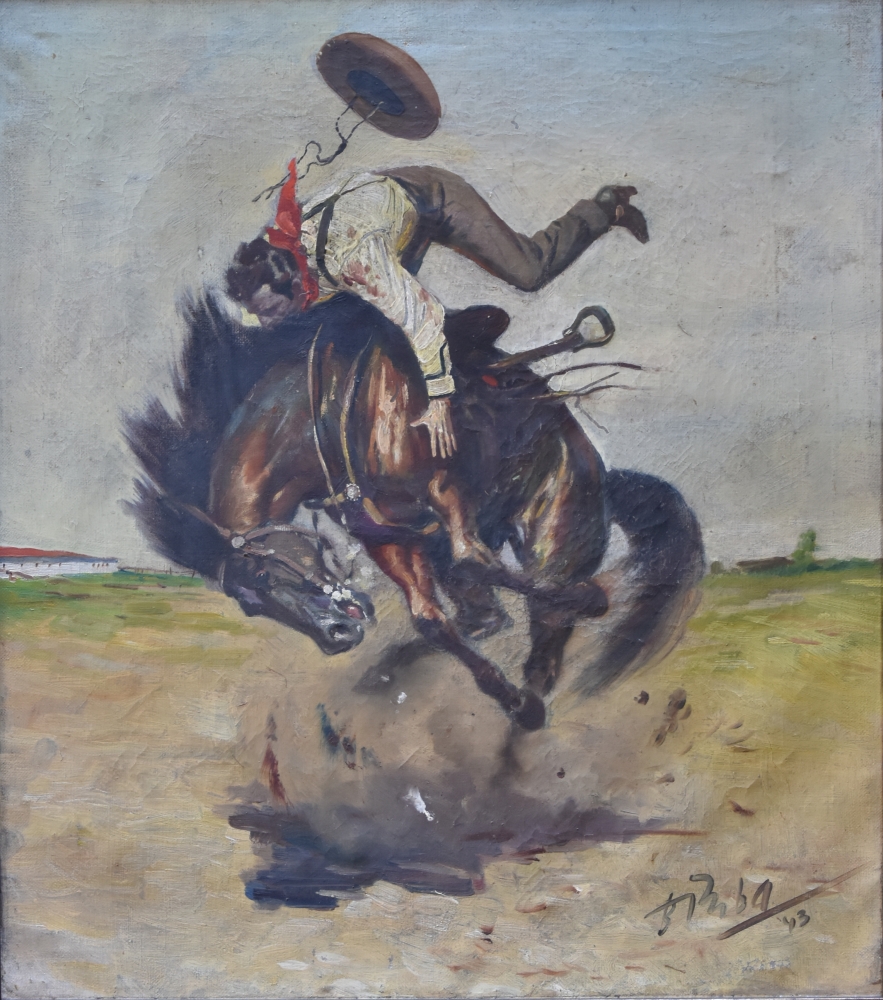 Bohumil Konečný, Rodeo (motiv na obálku časopisu Rozruch), 1940, ZČG Bohumil Konečný, Rodeo (motiv na obálku časopisu Rozruch), 1940, ZČG