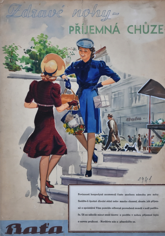 Bohumil Konečný, Zdravé nohy – příjemná chůze (reklamní plakát pro firmu Baťa), 1941, ZČG Bohumil Konečný, Zdravé nohy – příjemná chůze (reklamní plakát pro firmu Baťa), 1941, ZČG