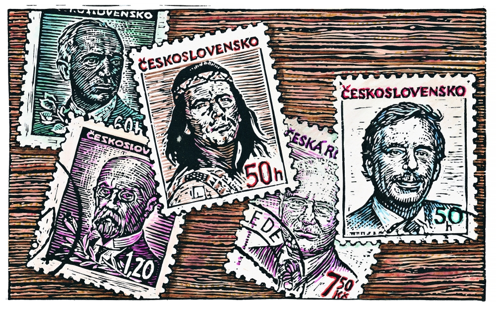Michal Cihlář, Prezidenti, ilustrace pro sobotní přílohu Lidových novin Orientace, 2008 Michal Cihlář, Prezidenti, ilustrace pro sobotní přílohu Lidových novin Orientace, 2008