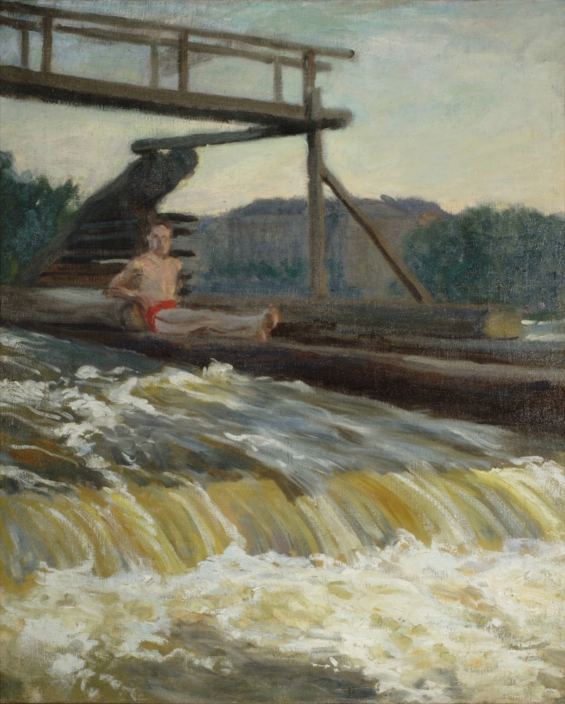 Miloš Jiránek, Splav (studie k Jezu u Palackého mostu), 1905, ZČG Miloš Jiránek, Splav (studie k Jezu u Palackého mostu), 1905, ZČG