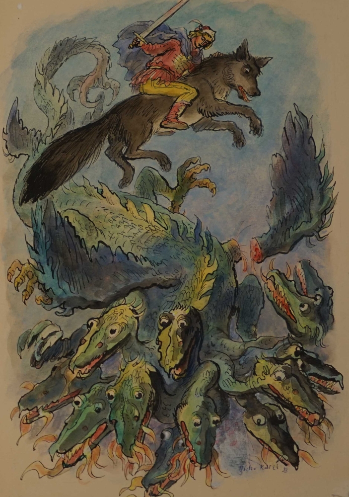 Václav Karel, Ilustrace k Erbenovým Českým pohádkám - Živá voda, 1958, ZČG
