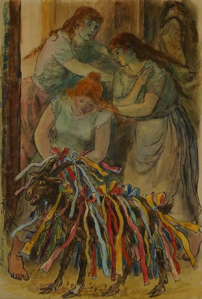 Václav Karel, Ilustrace k Erbenovým Českým pohádkám - Jirka s kozú, 1958, ZČG