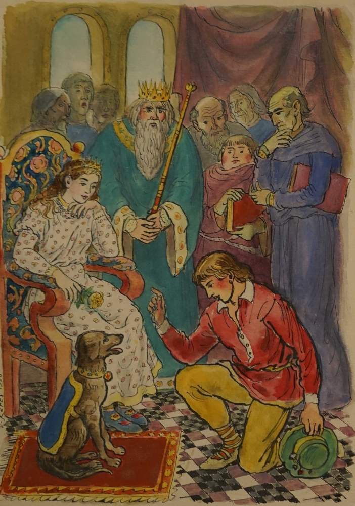 Václav Karel, Ilustrace k Erbenovým Českým pohádkám - Rozum a štěstí, 1958, ZČG