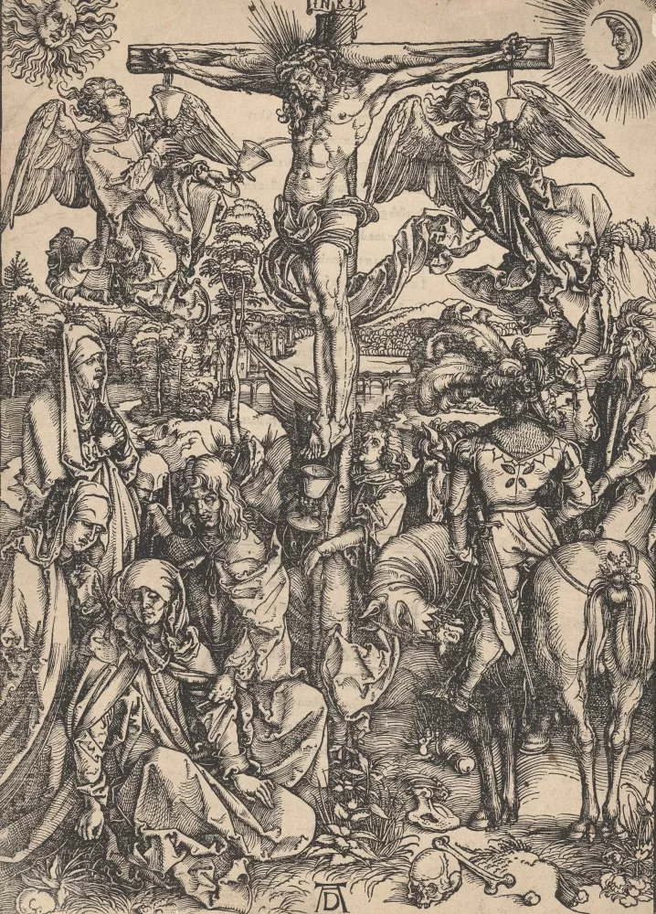 Albrecht Dürer, Ukřižování (list z Velkých pašijí), kolem 1498, ZČG Albrecht Dürer, Ukřižování (list z Velkých pašijí), kolem 1498, ZČG