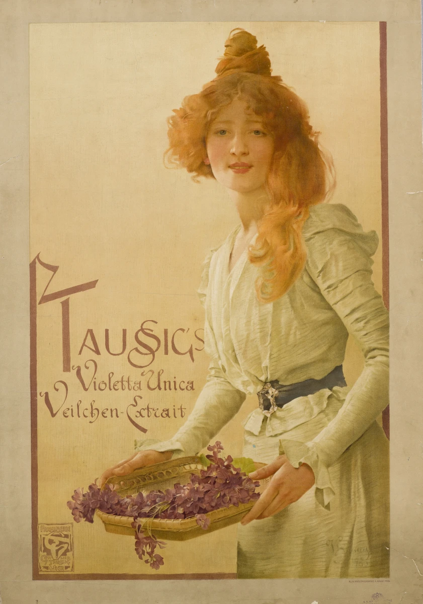 Vojtěch Hynais, Taussig´s Violette Unice Veilchen Extrakt, 1900, Uměleckoprůmyslové museum v Praze Vojtěch Hynais, Taussig´s Violette Unice Veilchen Extrakt, 1900, Uměleckoprůmyslové museum v Praze
