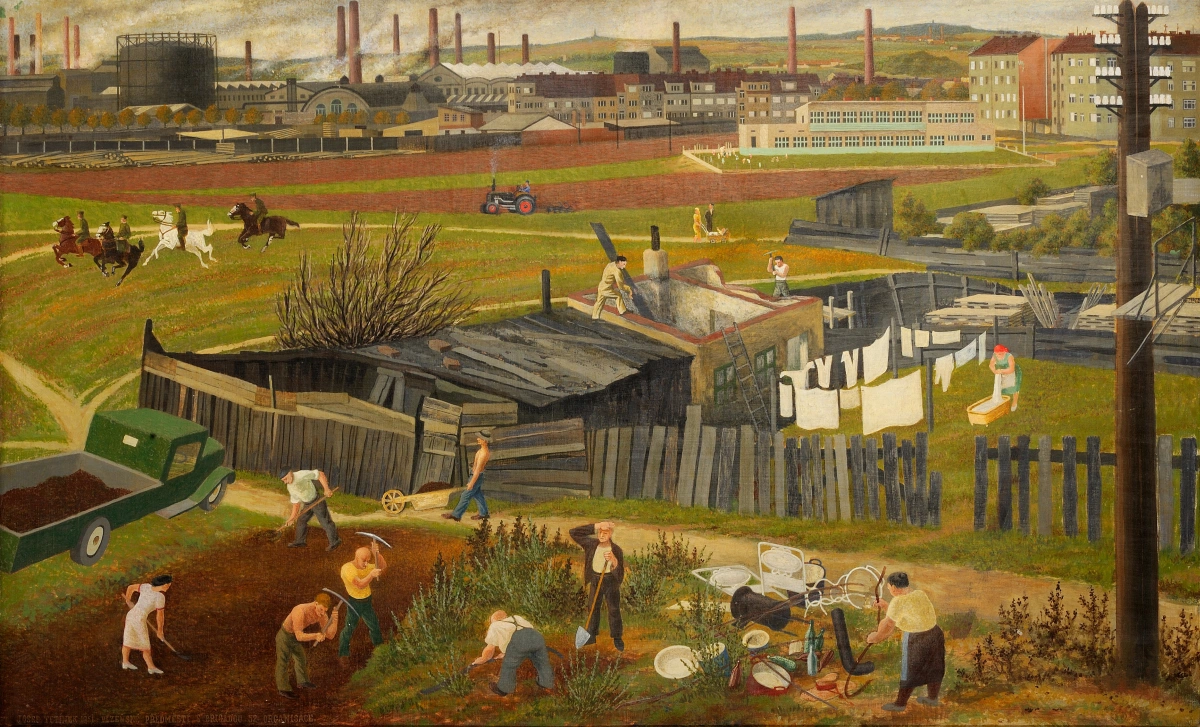 Josef Tetínek, Plzeňské předměstí s brigádou, 1952, ZČG Josef Tetínek, Plzeňské předměstí s brigádou, 1952, ZČG