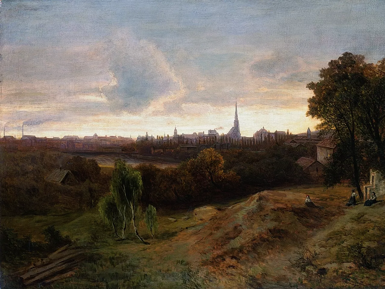 Julius Mařák, Plzeň (studie k obrazu pro dvoranu nádraží Františka Josefa I. ve Vídni) 1870-187, ZČG